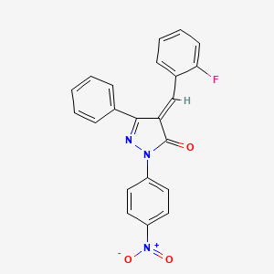 molecular formula C22H14FN3O3 B4605382 (4E)-4-[(2-fluorophenyl)methylidene]-2-(4-nitrophenyl)-5-phenylpyrazol-3-one 