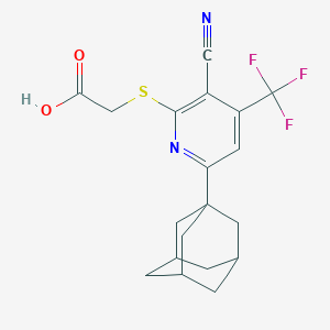 molecular formula C19H19F3N2O2S B460542 2-{[6-(1-Adamantyl)-3-cyano-4-(trifluoromethyl)-2-pyridinyl]sulfanyl}acetic acid CAS No. 488804-52-0
