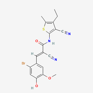 molecular formula C19H16BrN3O3S B4605420 3-(2-bromo-4-hydroxy-5-methoxyphenyl)-2-cyano-N-(3-cyano-4-ethyl-5-methyl-2-thienyl)acrylamide 