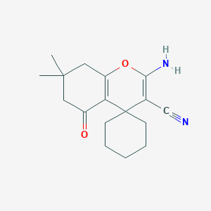 molecular formula C17H22N2O2 B460543 2-Amino-7,7-dimethyl-5-oxo-5,6,7,8-tetrahydrospiro[chromene-4,1'-cyclohexane]-3-carbonitrile CAS No. 200276-50-2