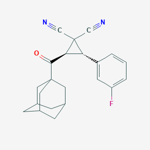 molecular formula C22H21FN2O B460544 2-(1-Adamantylcarbonyl)-3-(3-fluorophenyl)-1,1-cyclopropanedicarbonitrile 