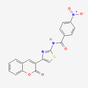 molecular formula C19H11N3O5S B4605456 4-nitro-N-[4-(2-oxo-2H-chromen-3-yl)-1,3-thiazol-2-yl]benzamide 