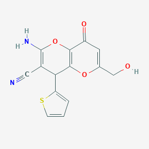 molecular formula C14H10N2O4S B460550 2-氨基-6-(羟甲基)-8-氧代-4-(2-噻吩基)-4,8-二氢吡喃[3,2-b]吡喃-3-腈 CAS No. 625376-15-0