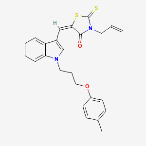 (5E)-5-[[1-[3-(4-methylphenoxy)propyl]indol-3-yl]methylidene]-3-prop-2-enyl-2-sulfanylidene-1,3-thiazolidin-4-one