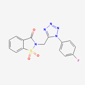 molecular formula C15H10FN5O3S B4605639 2-{[1-(4-fluorophenyl)-1H-tetrazol-5-yl]methyl}-1,2-benzothiazol-3(2H)-one 1,1-dioxide 