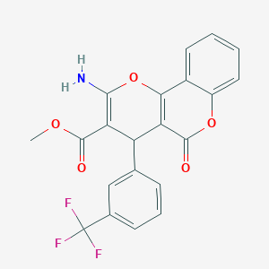 molecular formula C21H14F3NO5 B460564 methyl 2-amino-5-oxo-4-[3-(trifluoromethyl)phenyl]-4H,5H-pyrano[3,2-c]chromene-3-carboxylate 