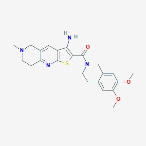 molecular formula C23H26N4O3S B460566 2-[(6,7-dimethoxy-3,4-dihydro-2(1H)-isoquinolinyl)carbonyl]-6-methyl-5,6,7,8-tetrahydrothieno[2,3-b][1,6]naphthyridin-3-ylamine 