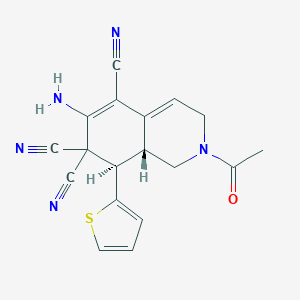 molecular formula C18H15N5OS B460567 2-acetyl-6-amino-8-(2-thienyl)-2,3,8,8a-tetrahydro-5,7,7(1H)-isoquinolinetricarbonitrile 