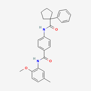 molecular formula C27H28N2O3 B4605670 N-(2-methoxy-5-methylphenyl)-4-[(1-phenylcyclopentanecarbonyl)amino]benzamide 