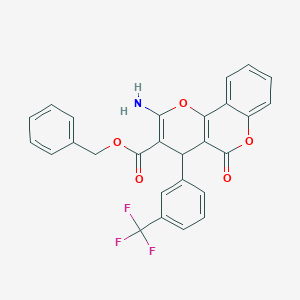 molecular formula C27H18F3NO5 B460568 benzyl 2-amino-5-oxo-4-[3-(trifluoromethyl)phenyl]-4H,5H-pyrano[3,2-c]chromene-3-carboxylate 