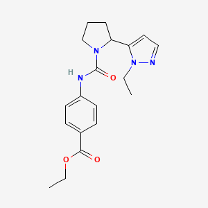 molecular formula C19H24N4O3 B4605734 ethyl 4-({[2-(1-ethyl-1H-pyrazol-5-yl)-1-pyrrolidinyl]carbonyl}amino)benzoate 