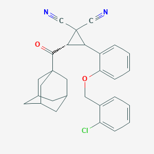 molecular formula C29H27ClN2O2 B460574 2-(1-Adamantylcarbonyl)-3-{2-[(2-chlorobenzyl)oxy]phenyl}-1,1-cyclopropanedicarbonitrile CAS No. 494793-00-9