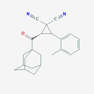 molecular formula C23H24N2O B460575 2-(1-Adamantylcarbonyl)-3-(2-methylphenyl)-1,1-cyclopropanedicarbonitrile CAS No. 956916-16-8