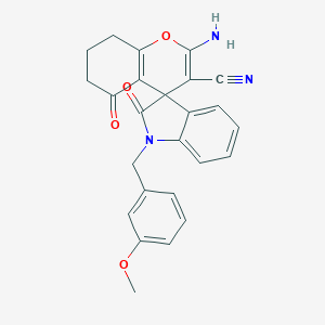 molecular formula C25H21N3O4 B460577 2-amino-1'-(3-methoxybenzyl)-3-cyano-2',5-dioxo-1',3',5,6,7,8-hexahydro-spiro[4H-chromene-4,3'-(2'H)-indole] 