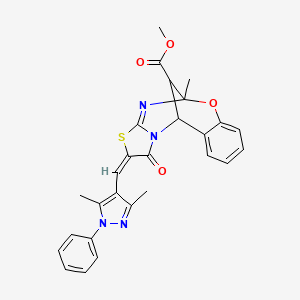 METHYL (2E)-2-[(3,5-DIMETHYL-1-PHENYL-1H-PYRAZOL-4-YL)METHYLENE]-5-METHYL-1-OXO-1,2-DIHYDRO-5H,11H-5,11-METHANO[1,3]THIAZOLO[2,3-D][1,3,5]BENZOXADIAZOCINE-13-CARBOXYLATE