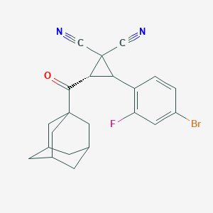 molecular formula C22H20BrFN2O B460584 2-(1-Adamantylcarbonyl)-3-(4-bromo-2-fluorophenyl)-1,1-cyclopropanedicarbonitrile CAS No. 494794-11-5
