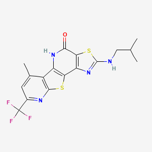 molecular formula C17H15F3N4OS2 B4605869 11-methyl-4-(2-methylpropylamino)-13-(trifluoromethyl)-5,16-dithia-3,8,14-triazatetracyclo[7.7.0.02,6.010,15]hexadeca-1(9),2(6),3,10(15),11,13-hexaen-7-one 