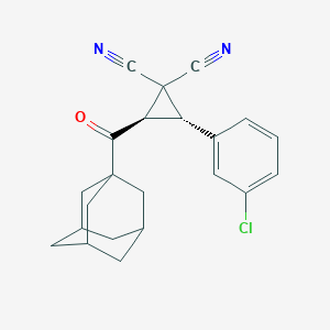 molecular formula C22H21ClN2O B460592 2-(1-Adamantylcarbonyl)-3-(3-chlorophenyl)-1,1-cyclopropanedicarbonitrile CAS No. 413576-43-9