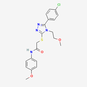 molecular formula C20H21ClN4O3S B4605944 2-{[5-(4-chlorophenyl)-4-(2-methoxyethyl)-4H-1,2,4-triazol-3-yl]thio}-N-(4-methoxyphenyl)acetamide 