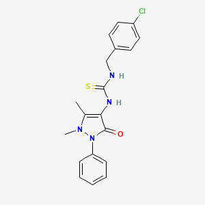 molecular formula C19H19ClN4OS B4605950 N-(4-chlorobenzyl)-N'-(1,5-dimethyl-3-oxo-2-phenyl-2,3-dihydro-1H-pyrazol-4-yl)thiourea 