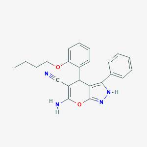 molecular formula C23H22N4O2 B460596 6-Amino-4-(2-butoxyphenyl)-3-phenyl-2,4-dihydropyrano[2,3-c]pyrazole-5-carbonitrile 