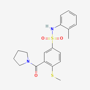 N-(2-methylphenyl)-4-(methylthio)-3-(1-pyrrolidinylcarbonyl)benzenesulfonamide