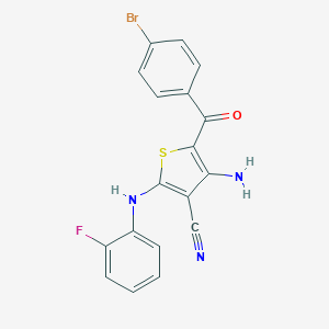 molecular formula C18H11BrFN3OS B460598 4-Amino-5-(4-bromobenzoyl)-2-(2-fluoroanilino)-3-thiophenecarbonitrile 