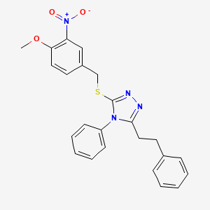 molecular formula C24H22N4O3S B4605990 3-[(4-methoxy-3-nitrobenzyl)thio]-4-phenyl-5-(2-phenylethyl)-4H-1,2,4-triazole 