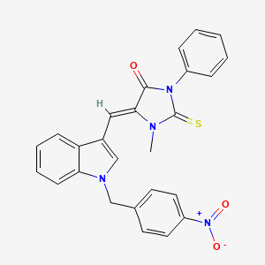 1-methyl-5-{[1-(4-nitrobenzyl)-1H-indol-3-yl]methylene}-3-phenyl-2-thioxo-4-imidazolidinone