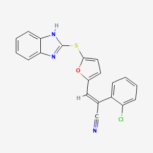 molecular formula C20H12ClN3OS B4606015 (E)-3-[5-(1H-benzimidazol-2-ylsulfanyl)furan-2-yl]-2-(2-chlorophenyl)prop-2-enenitrile 