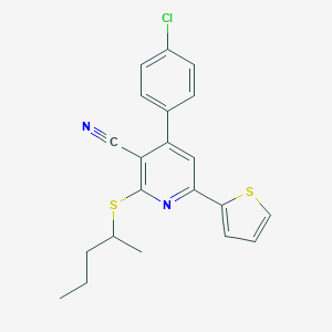 molecular formula C21H19ClN2S2 B460602 4-(4-Chlorophenyl)-2-[(1-methylbutyl)sulfanyl]-6-thien-2-ylnicotinonitrile 