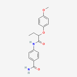 molecular formula C18H20N2O4 B4606036 4-{[2-(4-methoxyphenoxy)butanoyl]amino}benzamide 