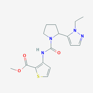 molecular formula C16H20N4O3S B4606059 methyl 3-({[2-(1-ethyl-1H-pyrazol-5-yl)-1-pyrrolidinyl]carbonyl}amino)-2-thiophenecarboxylate 