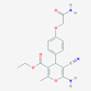 molecular formula C18H19N3O5 B460608 ethyl 6-amino-4-[4-(2-amino-2-oxoethoxy)phenyl]-5-cyano-2-methyl-4H-pyran-3-carboxylate 