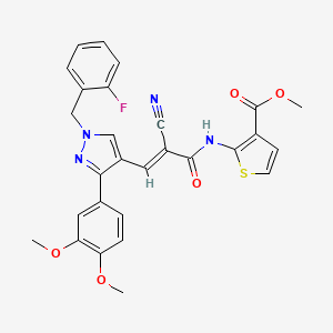 molecular formula C28H23FN4O5S B4606133 methyl 2-({2-cyano-3-[3-(3,4-dimethoxyphenyl)-1-(2-fluorobenzyl)-1H-pyrazol-4-yl]acryloyl}amino)-3-thiophenecarboxylate 