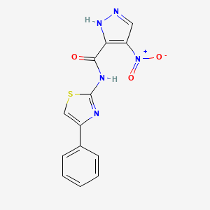 molecular formula C13H9N5O3S B4606136 4-nitro-N-(4-phenyl-1,3-thiazol-2-yl)-1H-pyrazole-3-carboxamide 