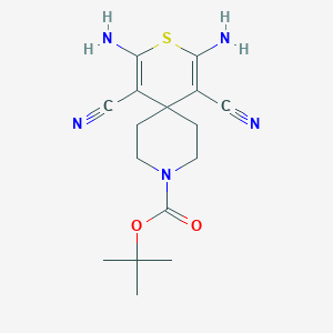 molecular formula C16H21N5O2S B460617 Tert-butyl 2,4-diamino-1,5-dicyano-3-thia-9-azaspiro[5.5]undeca-1,4-diene-9-carboxylate 