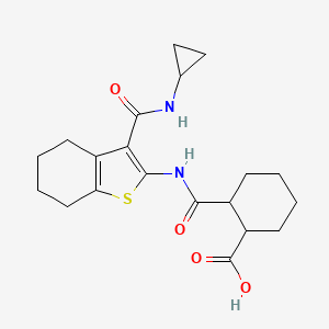 molecular formula C20H26N2O4S B4606171 2-{[3-(Cyclopropylcarbamoyl)-4,5,6,7-tetrahydro-1-benzothiophen-2-yl]carbamoyl}cyclohexanecarboxylic acid 