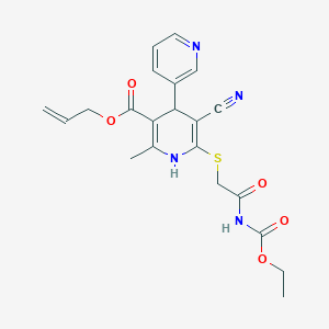 molecular formula C21H22N4O5S B460618 Prop-2-enyl 5-cyano-6-[2-(ethoxycarbonylamino)-2-oxoethyl]sulfanyl-2-methyl-4-pyridin-3-yl-1,4-dihydropyridine-3-carboxylate CAS No. 445391-36-6