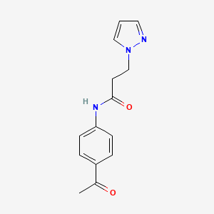 molecular formula C14H15N3O2 B4606189 N-(4-acetylphenyl)-3-(1H-pyrazol-1-yl)propanamide 