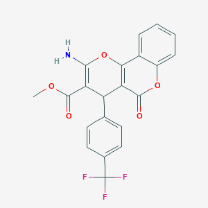 molecular formula C21H14F3NO5 B460619 methyl 2-amino-5-oxo-4-[4-(trifluoromethyl)phenyl]-4H,5H-pyrano[3,2-c]chromene-3-carboxylate 