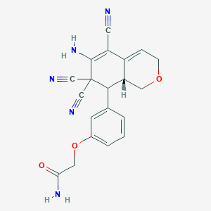 2-[3-(6-amino-5,7,7-tricyano-3,7,8,8a-tetrahydro-1H-isochromen-8-yl)phenoxy]acetamide