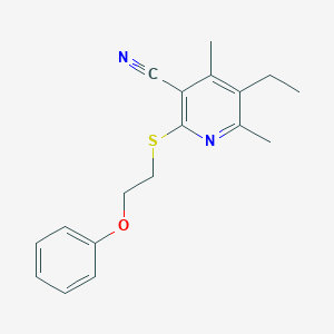 molecular formula C18H20N2OS B460622 5-Ethyl-4,6-dimethyl-2-[(2-phenoxyethyl)sulfanyl]nicotinonitrile 