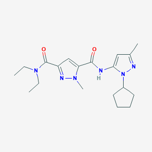 molecular formula C19H28N6O2 B4606243 N-(1-CYCLOPENTYL-3-METHYL-1H-PYRAZOL-5-YL)-N,N-DIETHYL-1-METHYL-1H-PYRAZOLE-3,5-DICARBOXAMIDE 