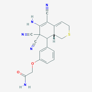 2-[3-(6-amino-5,7,7-tricyano-3,7,8,8a-tetrahydro-1H-isothiochromen-8-yl)phenoxy]acetamide