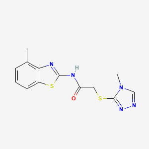 molecular formula C13H13N5OS2 B4606272 N-(4-methyl-1,3-benzothiazol-2-yl)-2-[(4-methyl-4H-1,2,4-triazol-3-yl)thio]acetamide 