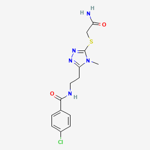 molecular formula C14H16ClN5O2S B4606292 N-(2-{5-[(2-氨基-2-氧代乙基)硫]-4-甲基-4H-1,2,4-三唑-3-基}乙基)-4-氯苯甲酰胺 