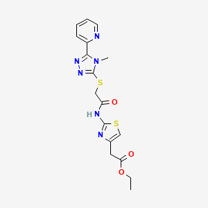 ETHYL 2-{2-[(2-{[4-METHYL-5-(2-PYRIDYL)-4H-1,2,4-TRIAZOL-3-YL]SULFANYL}ACETYL)AMINO]-1,3-THIAZOL-4-YL}ACETATE