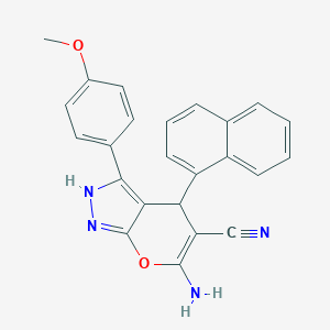molecular formula C24H18N4O2 B460632 6-Amino-3-(4-methoxyphenyl)-4-(1-naphthyl)-1,4-dihydropyrano[2,3-c]pyrazole-5-carbonitrile 