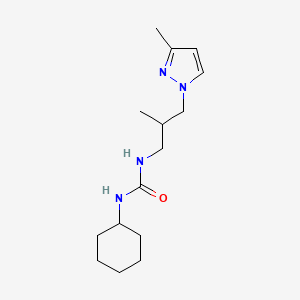 molecular formula C15H26N4O B4606336 N-cyclohexyl-N'-[2-methyl-3-(3-methyl-1H-pyrazol-1-yl)propyl]urea 